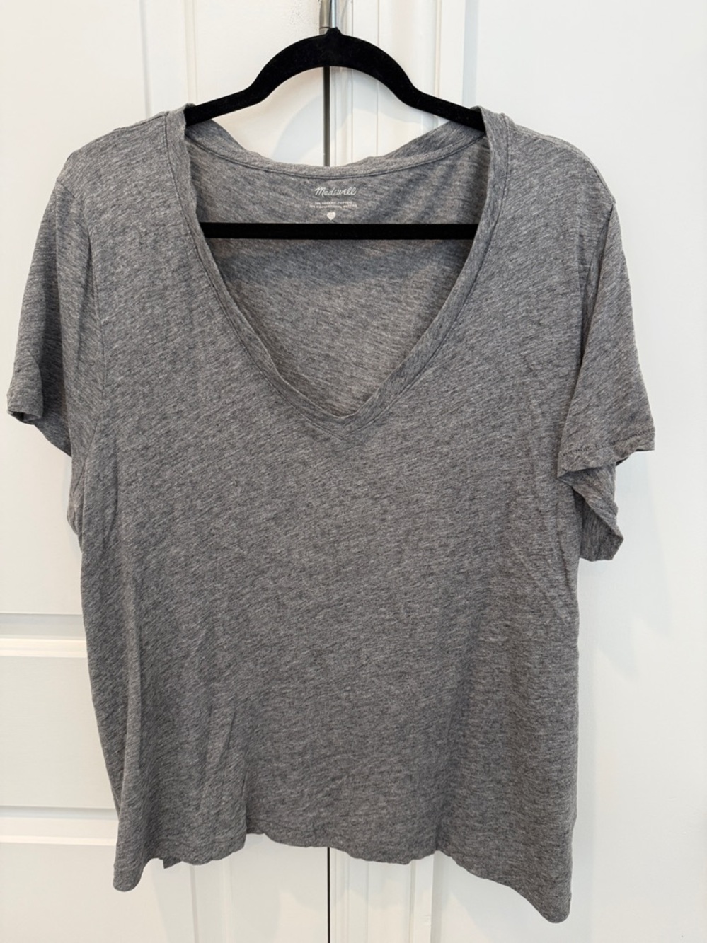 Madewell Whisper Lightweight Cotton V-Neck T-Shirt Size XXL Heather Iron